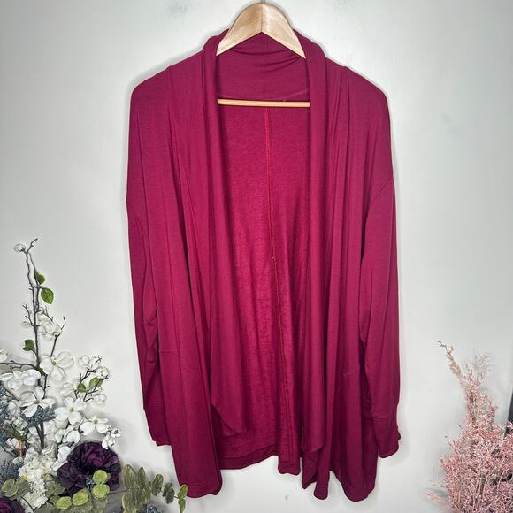 ATHLETA Pranayama Wrap Cardigan Coffeeberry Red Purple Sz 2X {YY45} - Picture 2 of 5